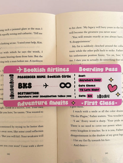 Bookish Airlines Bookmark - Coquette Cloud Co
