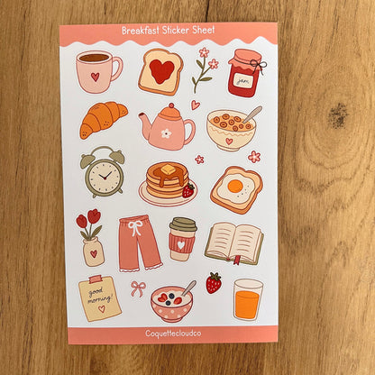 Breakfast Sticker Sheet - Coquette Cloud Co