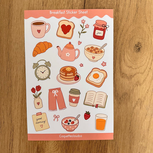 Breakfast Sticker Sheet - Coquette Cloud Co