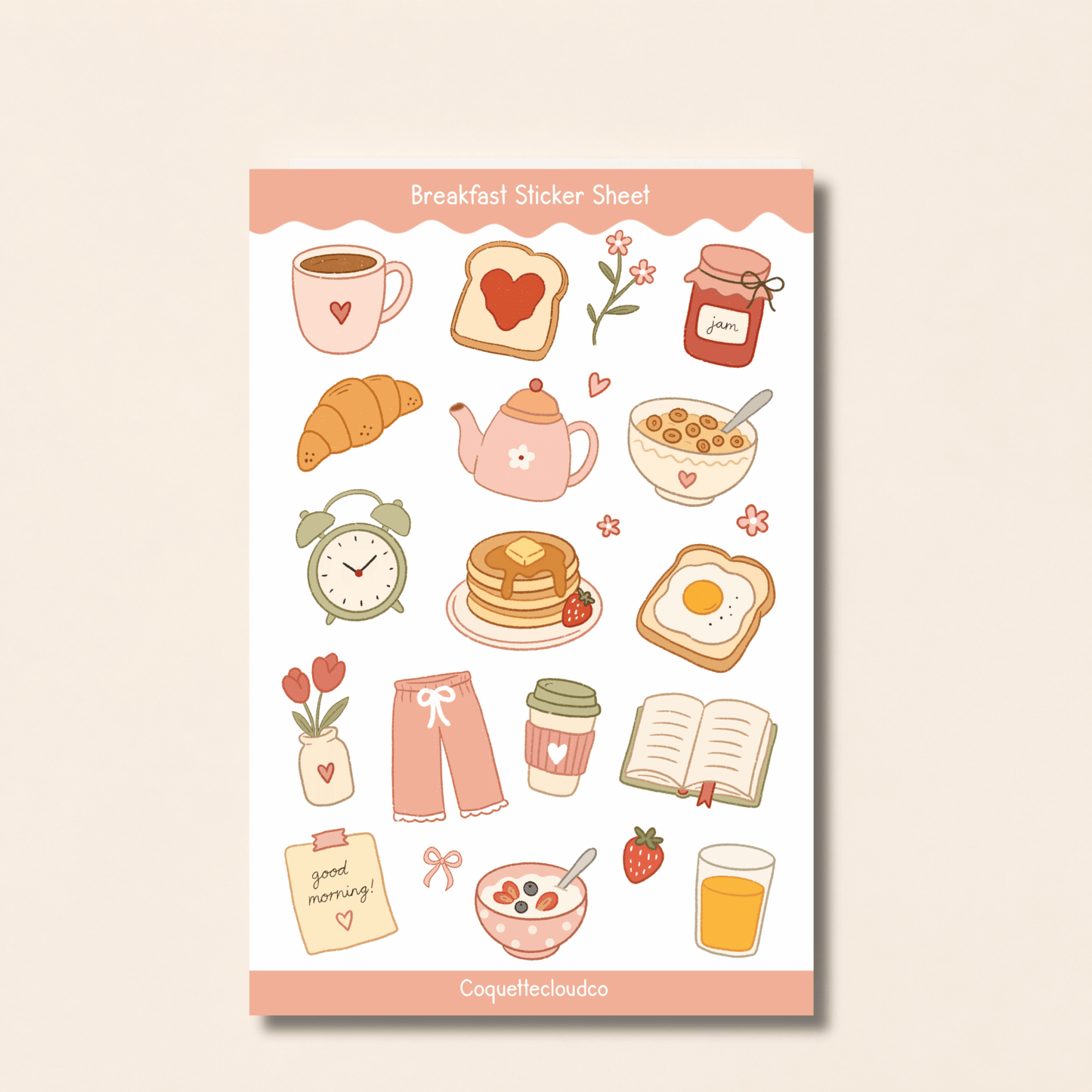 Breakfast Sticker Sheet - Coquette Cloud Co