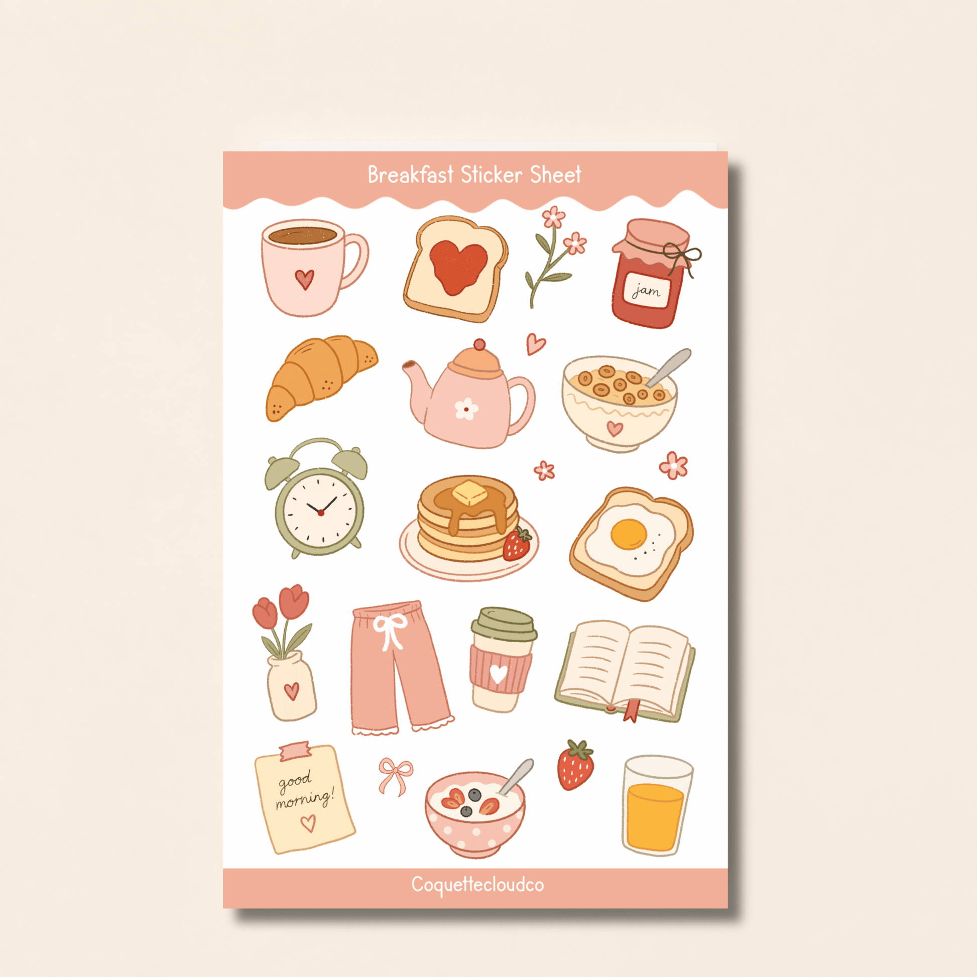Breakfast Sticker Sheet - Coquette Cloud Co