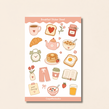 Breakfast Sticker Sheet - Coquette Cloud Co