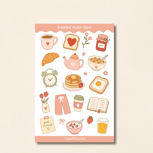 Breakfast Sticker Sheet - Coquette Cloud Co