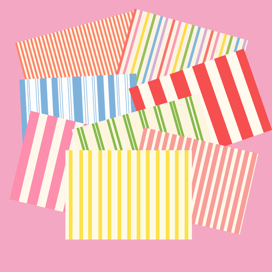Bright Stripes Scrapbook Paper Pack A4 - Coquette Cloud Co