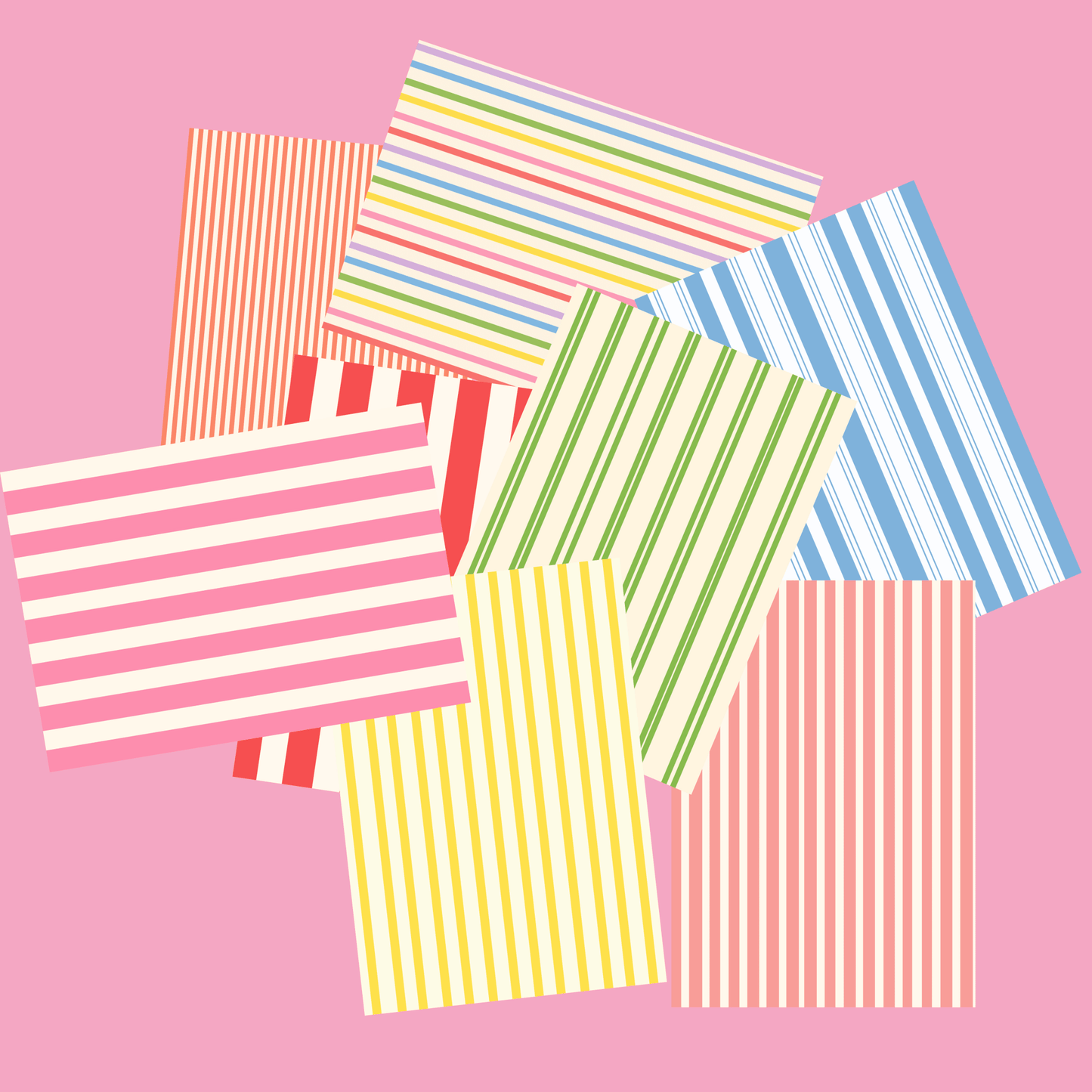Bright Stripes Scrapbook Paper Pack A5 - Coquette Cloud Co