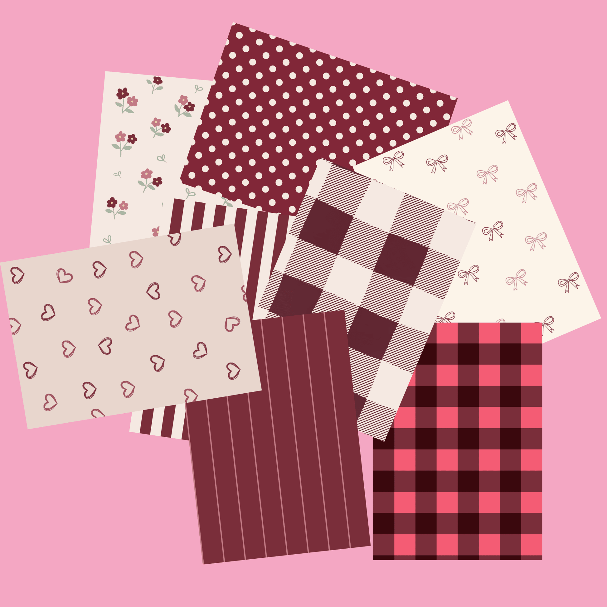 Burgundy Scrapbook Paper Pack A5 - Coquette Cloud Co