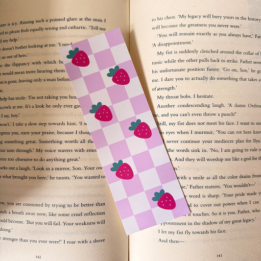 Checkered Strawberry Bookmark - Coquette Cloud Co