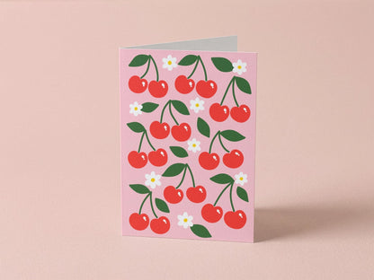 Cherry Cute Fruit Greeting Card - Coquette Cloud Co