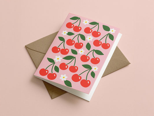 Cherry Cute Fruit Greeting Card - Coquette Cloud Co