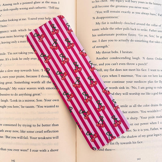 Cherry Stripes Bookmark - Coquette Cloud Co