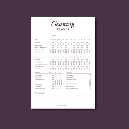Cleaning Tracker - Coquette Cloud Co