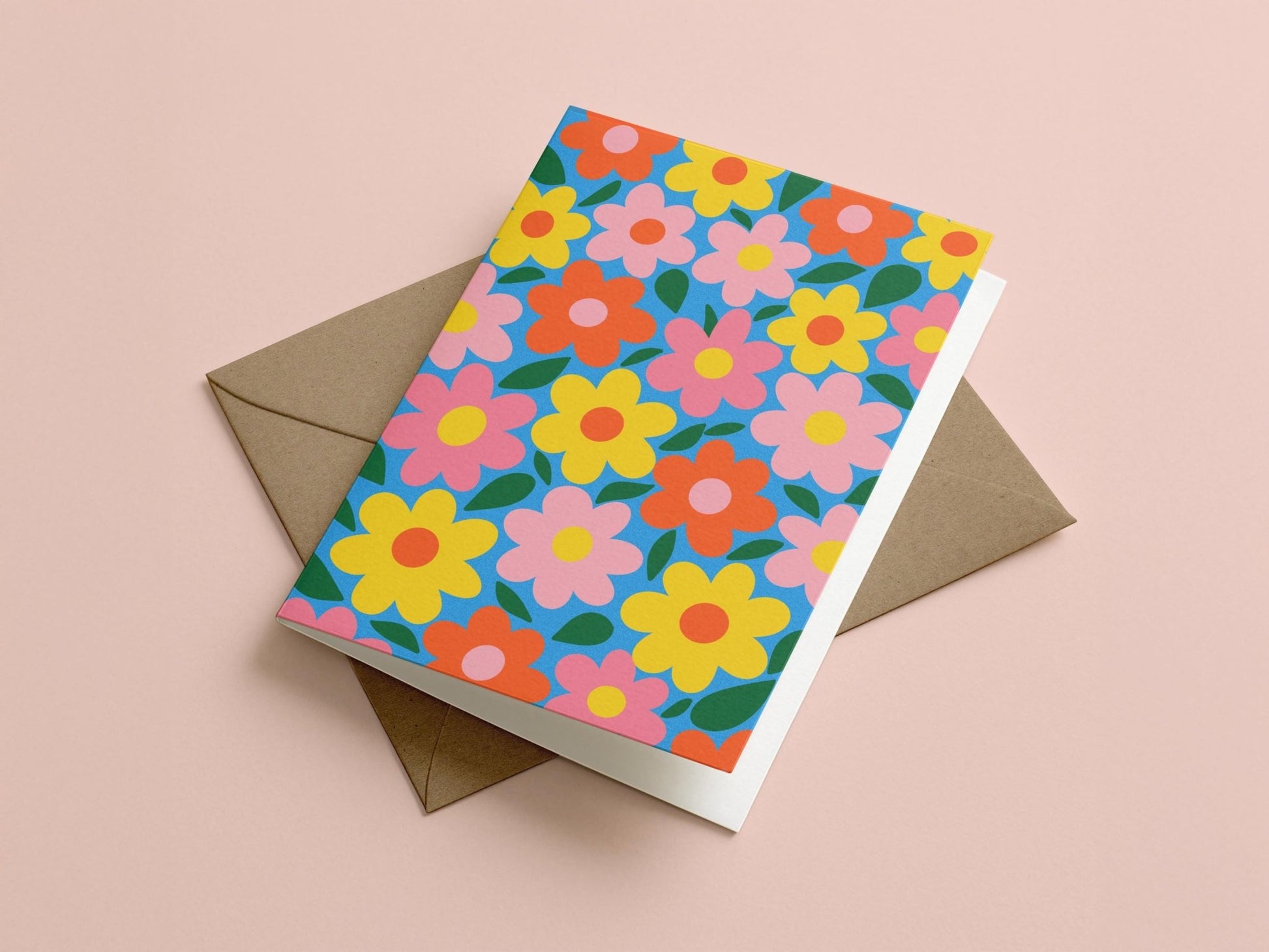 Colourful Floral Retro Flower Greeting Card - Coquette Cloud Co