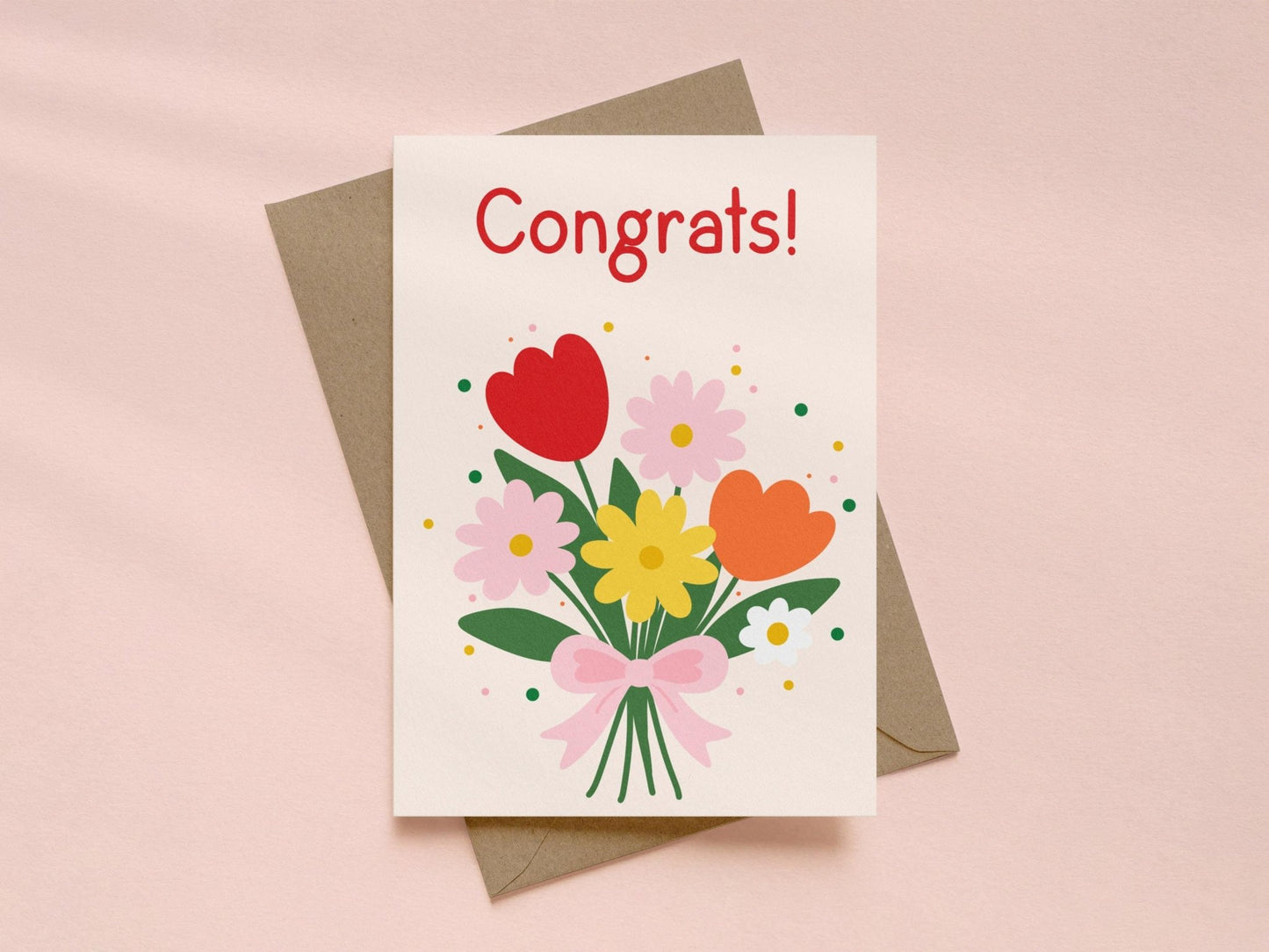Congrats Cute Floral Greeting Card - Coquette Cloud Co