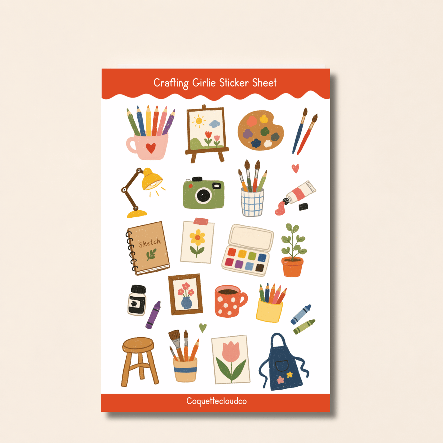 Crafting Girlie Sticker Sheet - Coquette Cloud Co