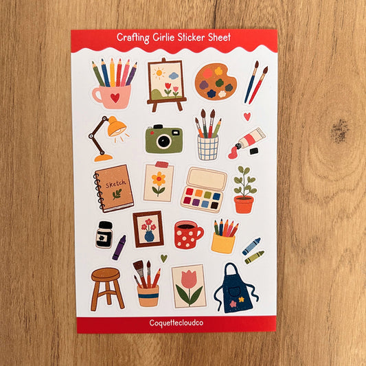 Crafting Girlie Sticker Sheet - Coquette Cloud Co
