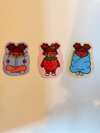 Cute Strawberry Girl Sticker - Coquette Cloud Co
