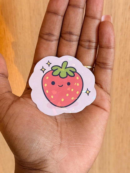 Cute Strawberry Vinyl Sticker - Coquette Cloud Co