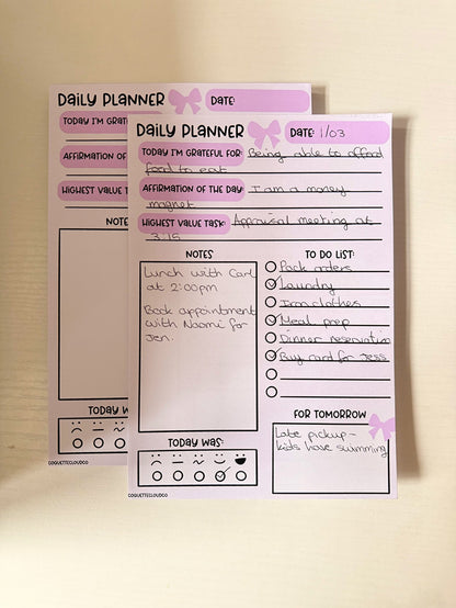 Daily Planner Notepad A5 - Coquette Cloud Co