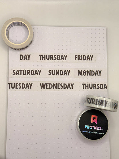 Days of The Week Washi Tape - Coquette Cloud Co