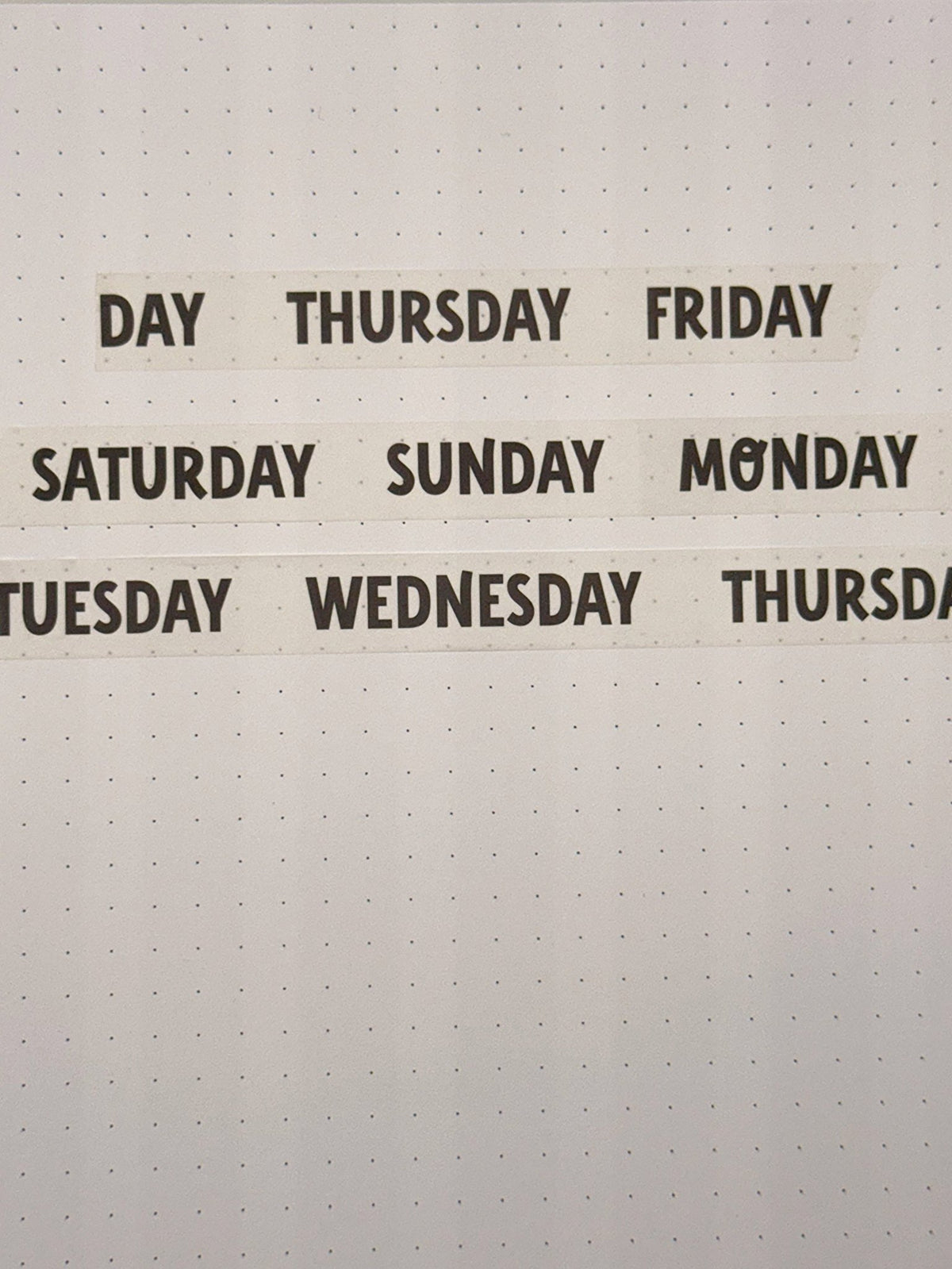 Days of The Week Washi Tape - Coquette Cloud Co