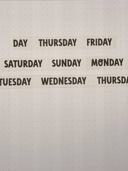 Days of The Week Washi Tape - Coquette Cloud Co