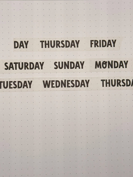Days of The Week Washi Tape - Coquette Cloud Co