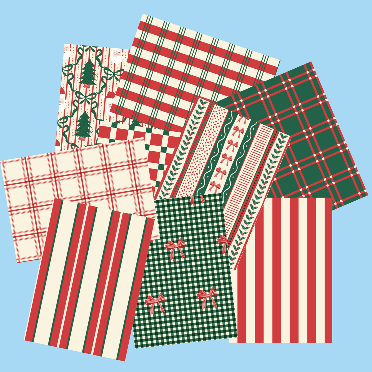 Festive Stripes & Plaid Scrapbook Paper Pack A5 - Coquette Cloud Co