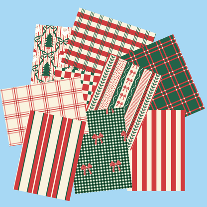 Festive Stripes & Plaid Scrapbook Paper Pack A5 - Coquette Cloud Co