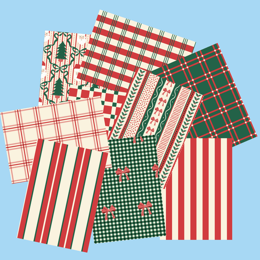 Festive Stripes & Plaid Scrapbook Paper Pack A5 - Coquette Cloud Co