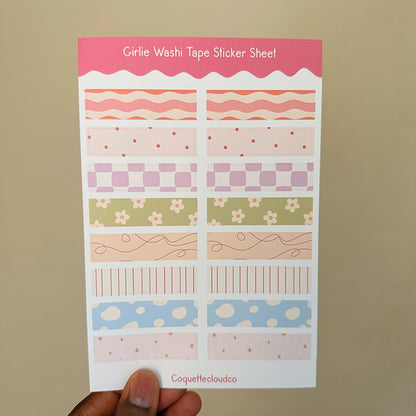 Girlie Washi Tape Sticker Sheet - Coquette Cloud Co