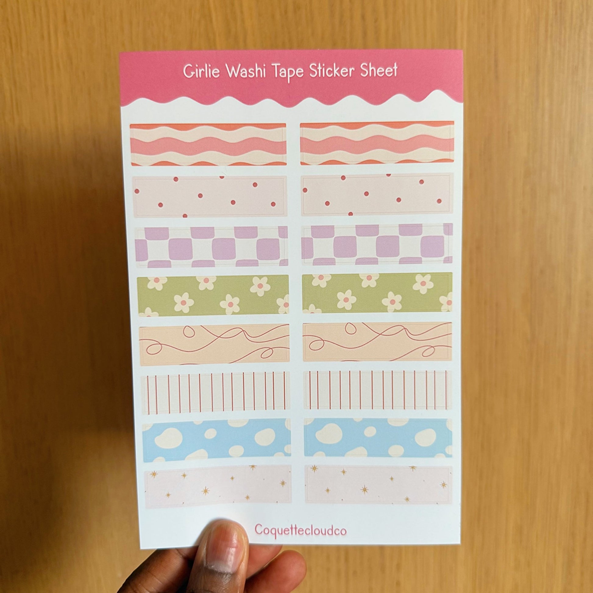 Girlie Washi Tape Sticker Sheet - Coquette Cloud Co
