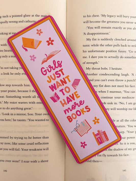 Girls Just Want To Have More Books Bookmark - Coquette Cloud Co