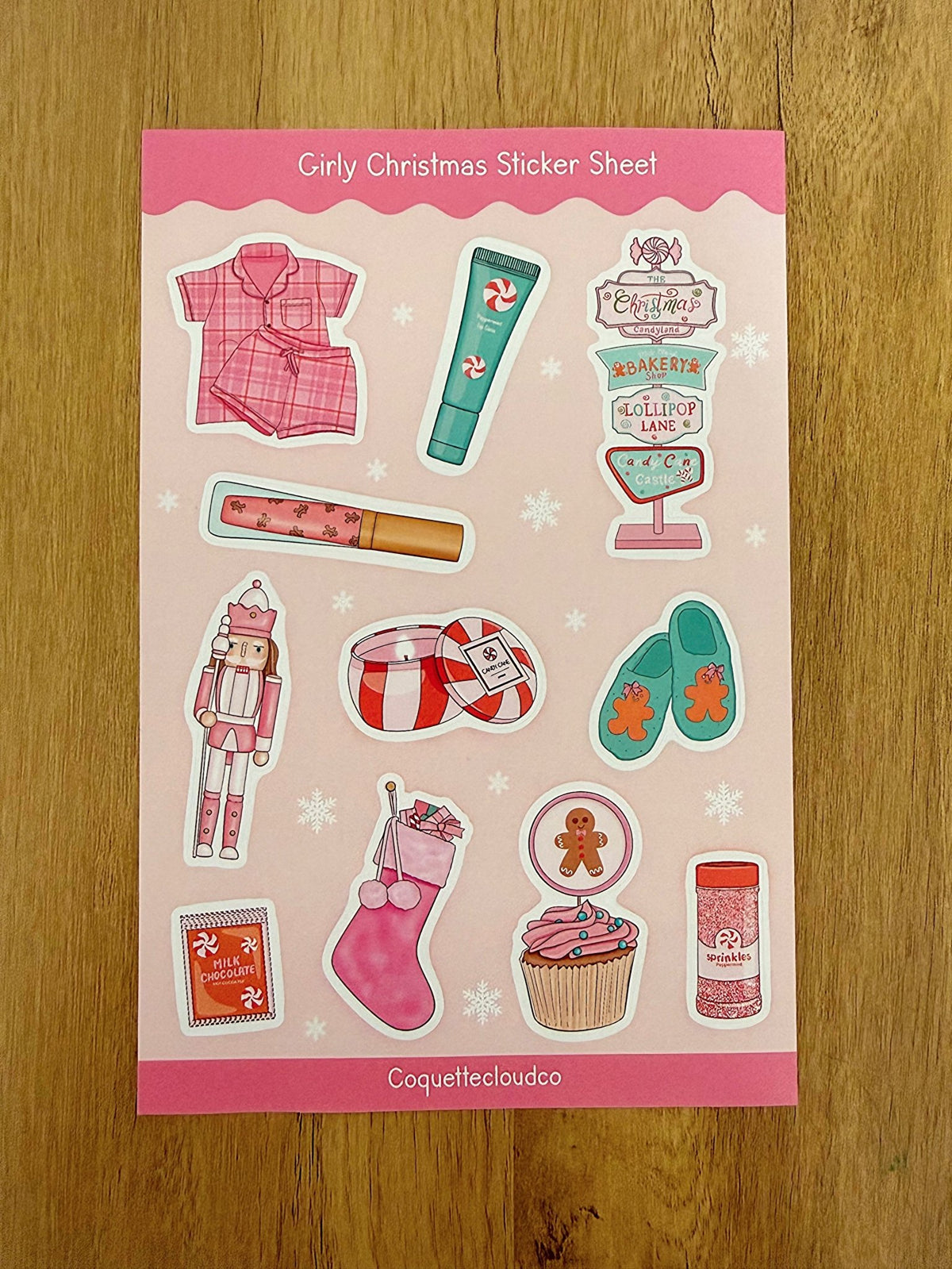 Girly Christmas Sticker Sheet - Coquette Cloud Co