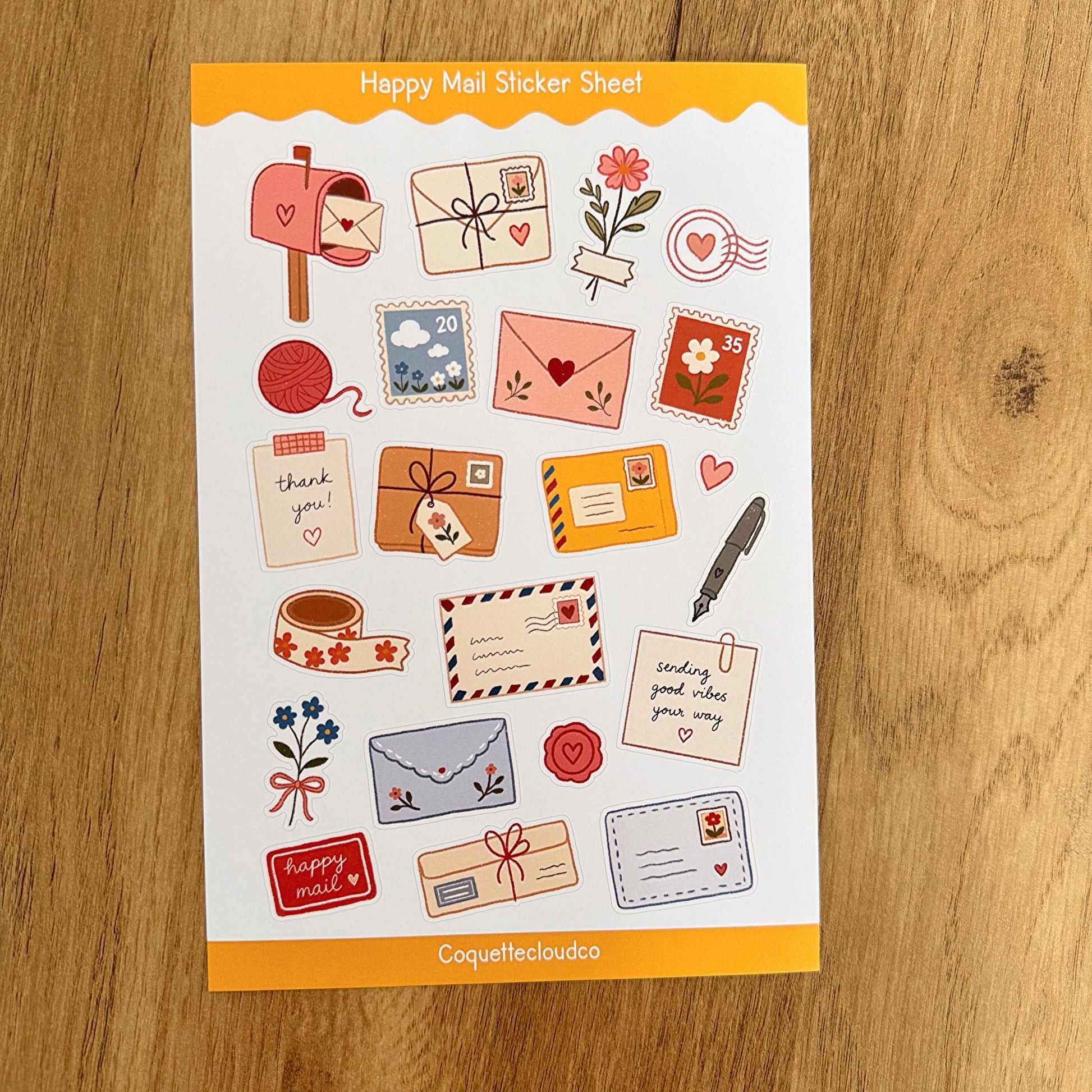 Happy Mail Sticker Sheet - Coquette Cloud Co
