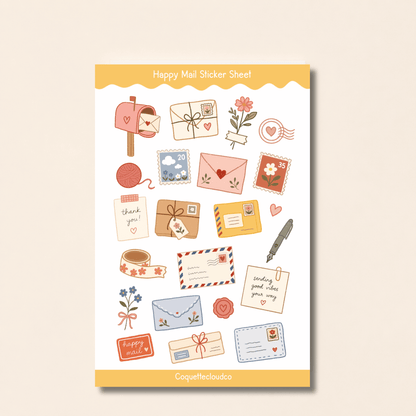 Happy Mail Sticker Sheet - Coquette Cloud Co