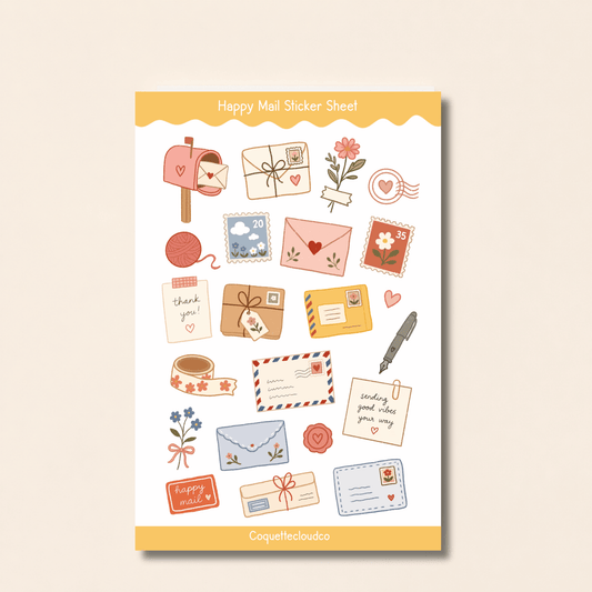 Happy Mail Sticker Sheet - Coquette Cloud Co