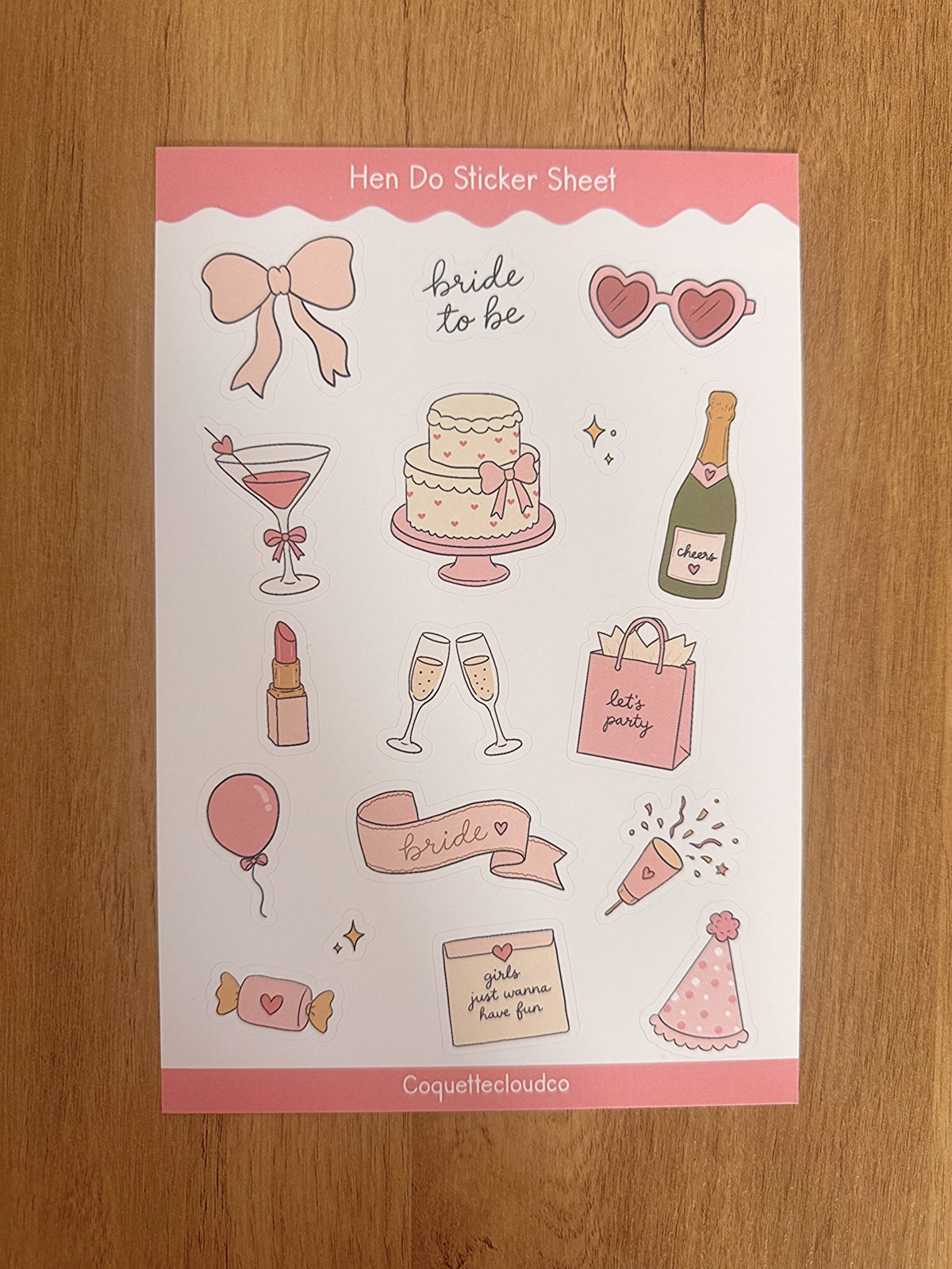 Hen Do Sticker Sheet - Coquette Cloud Co