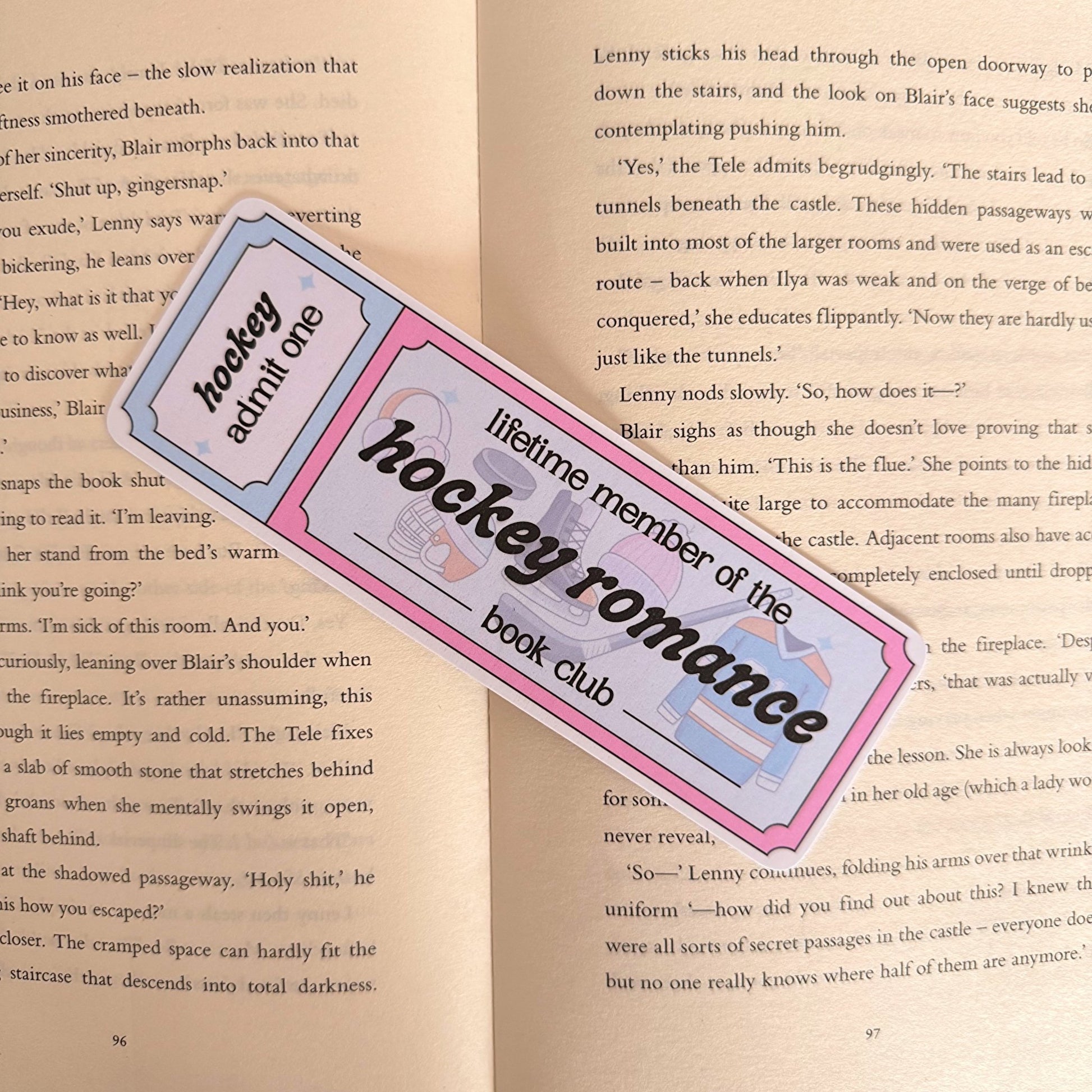 Hockey Romance Book Club Bookmark - Coquette Cloud Co