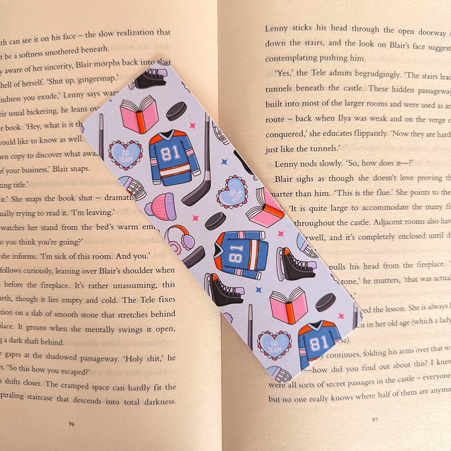 Hockey Romance Bookmark - Coquette Cloud Co