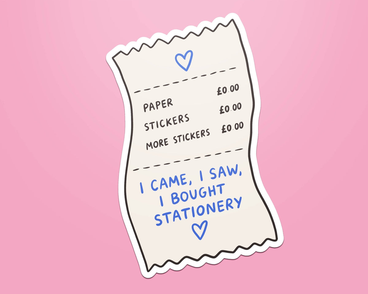 I Bought Stationery Receipt Sticker - Coquette Cloud Co