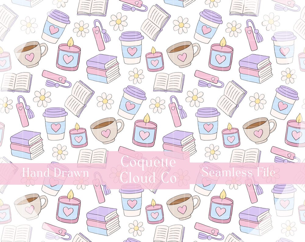 Books and Coffee Seamless Pattern