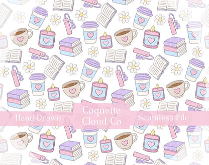 Books and Coffee Seamless Pattern