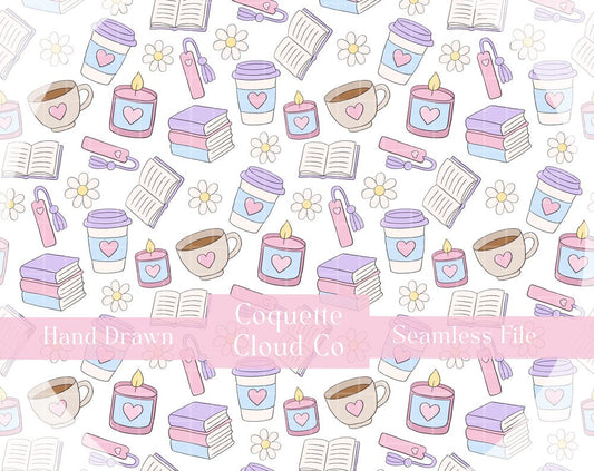 Books and Coffee Seamless Pattern