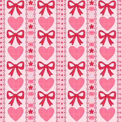 Seamless tiling close-up hearts and bows pattern 300 DPI