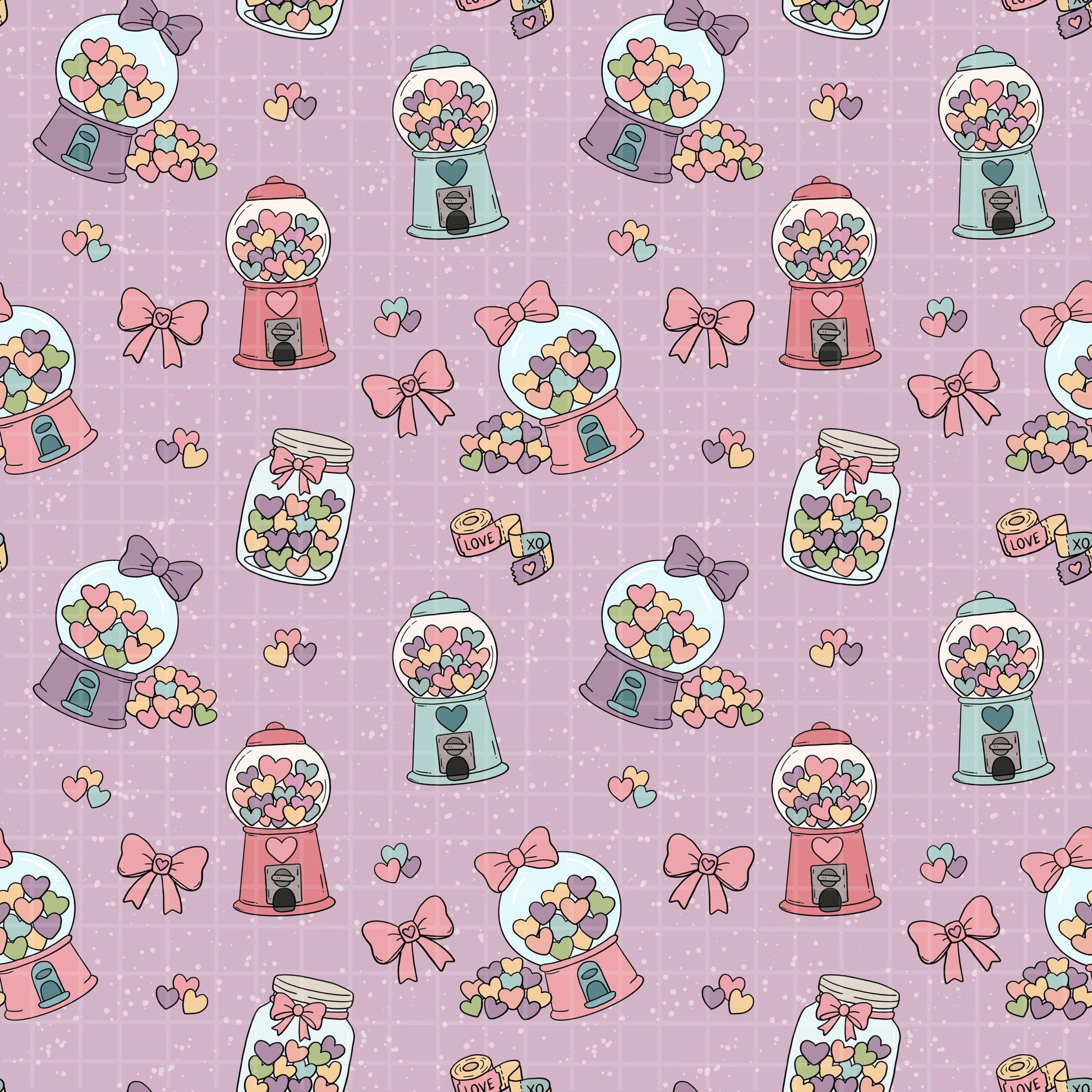 Gumball Heart Seamless Pattern, Valentine's Day Design, Cute Heart Candy, Love Themed Digital Download
