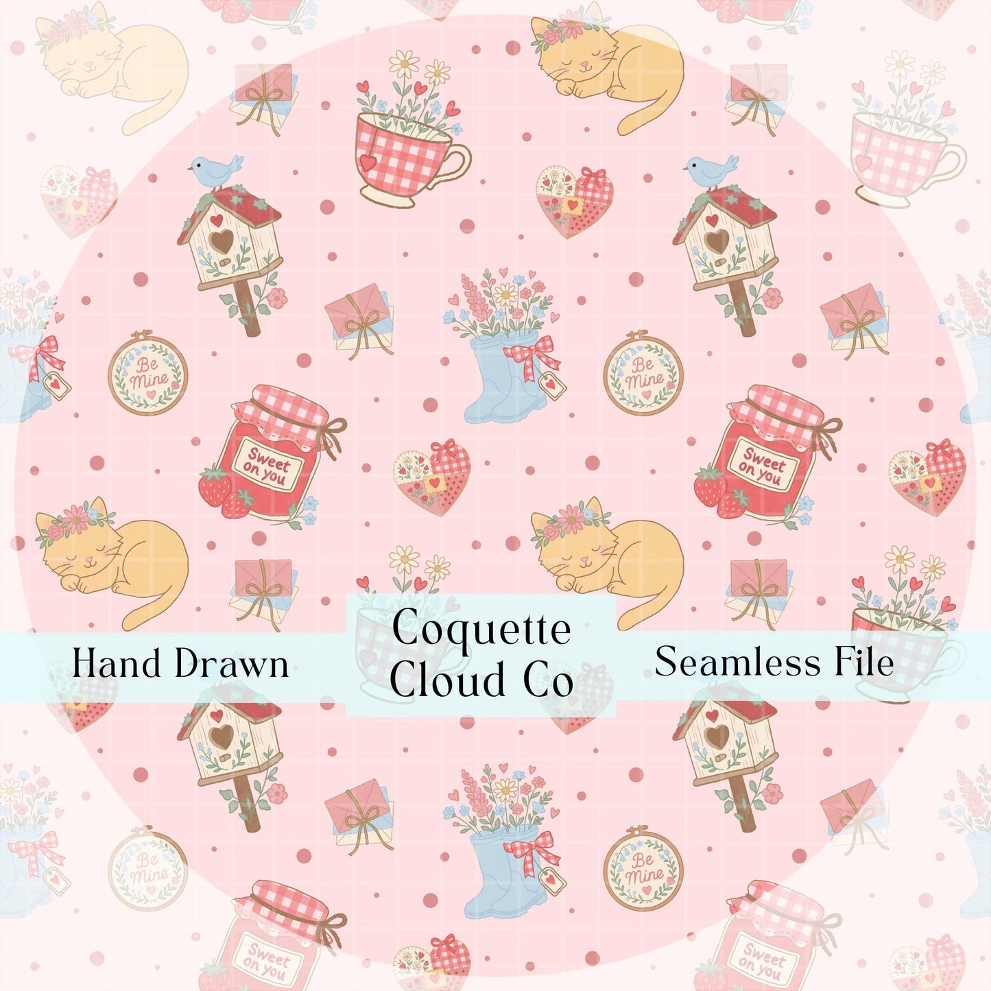 Valentine’s Day cottage core seamless pattern by CoquetteCloudCo