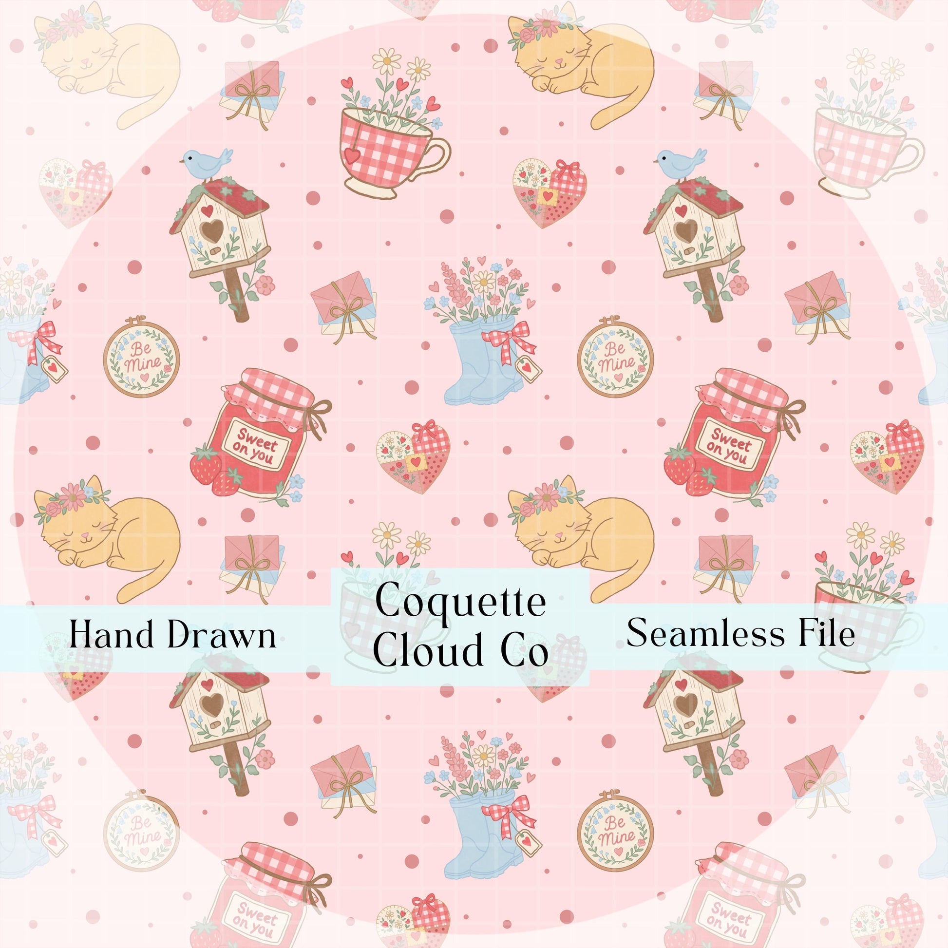 Valentine’s Day cottage core seamless pattern by CoquetteCloudCo