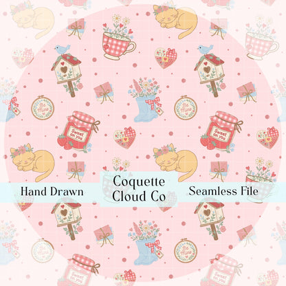 Valentine’s Day cottage core seamless pattern by CoquetteCloudCo