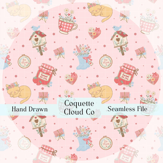 Valentine’s Day cottage core seamless pattern by CoquetteCloudCo