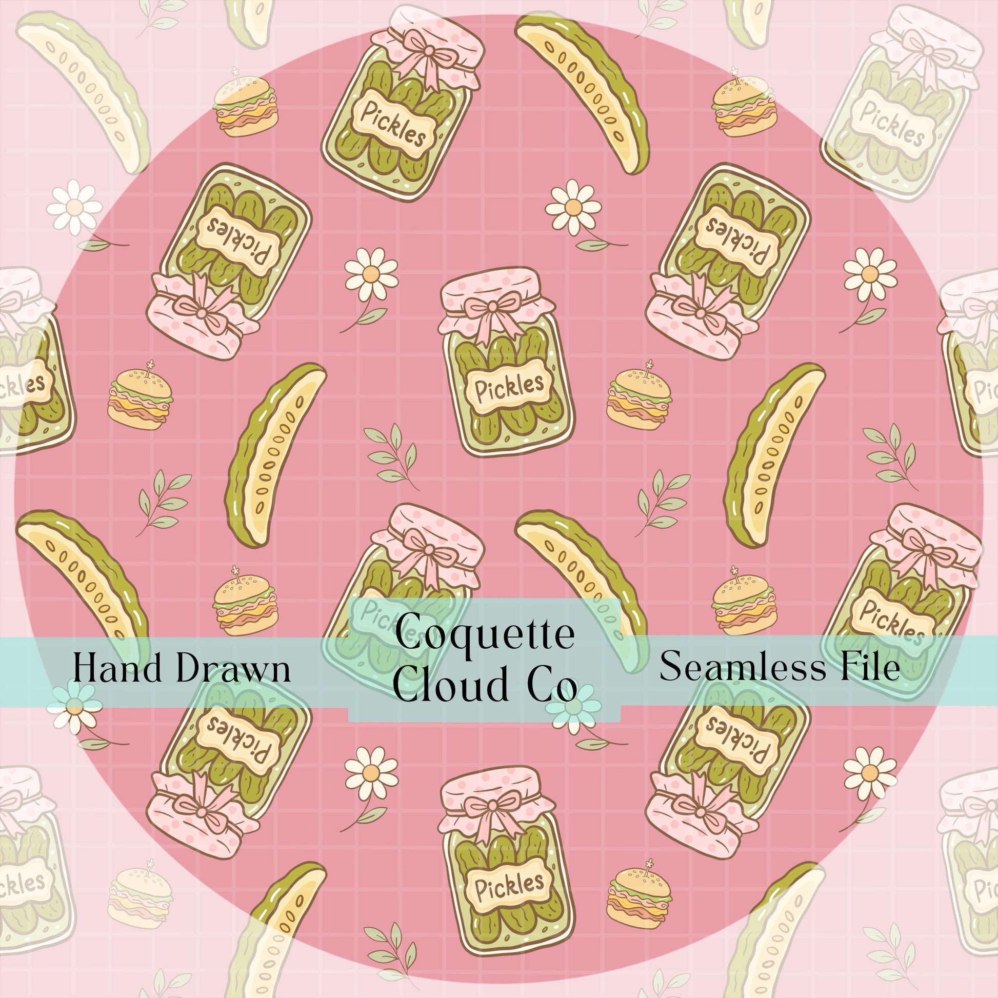 Pickles Seamless Pattern, Cute Digital Download for Fabric Design, Sublimation Art, Quirky Food Print